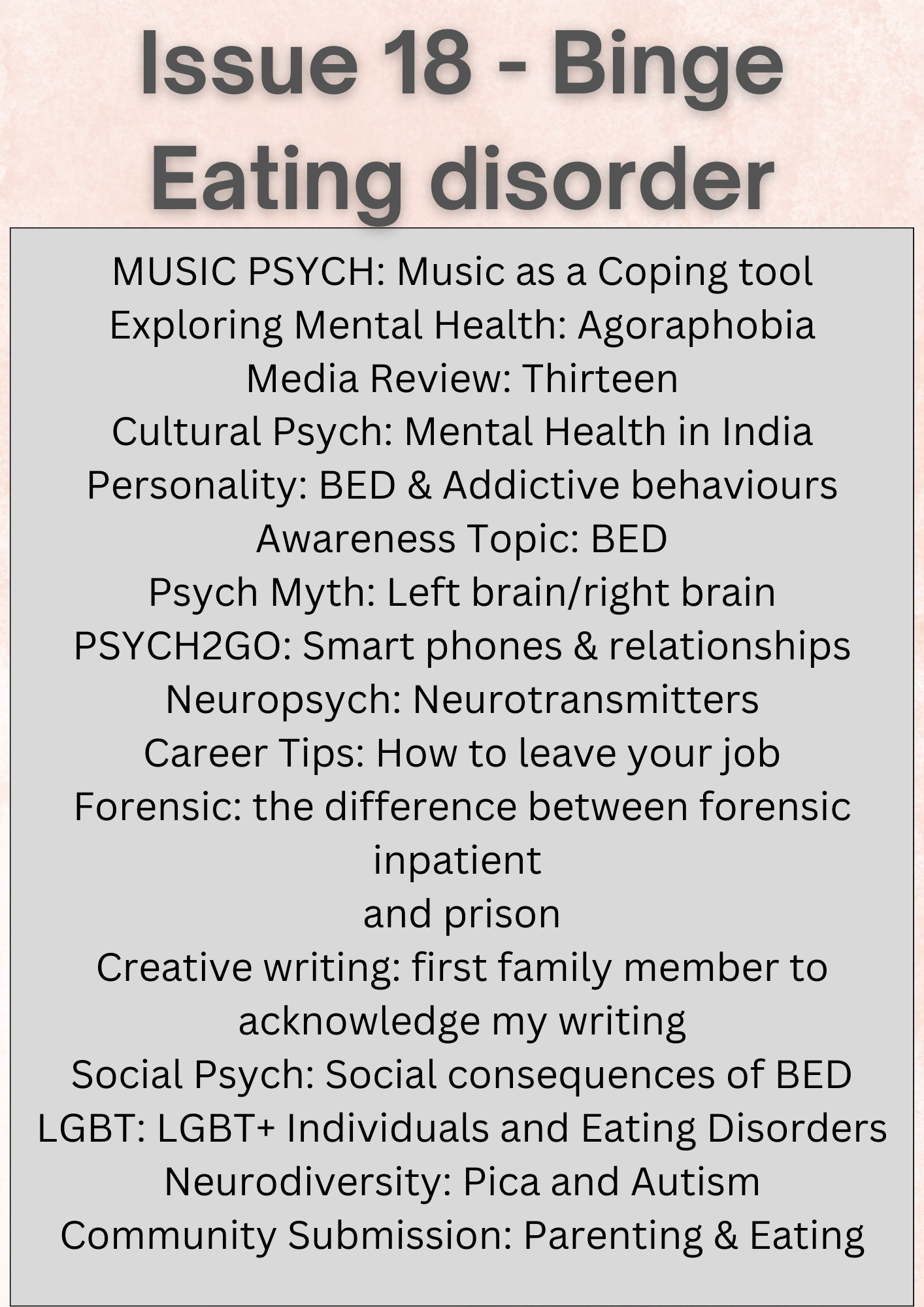 Psych2Go Magazine #18 - Binge Eating disorder (Digital)