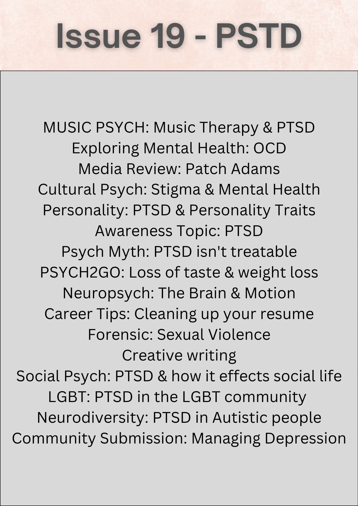 Psych2Go Magazine #19 - Post-Traumatic Stress disorder (Physical)