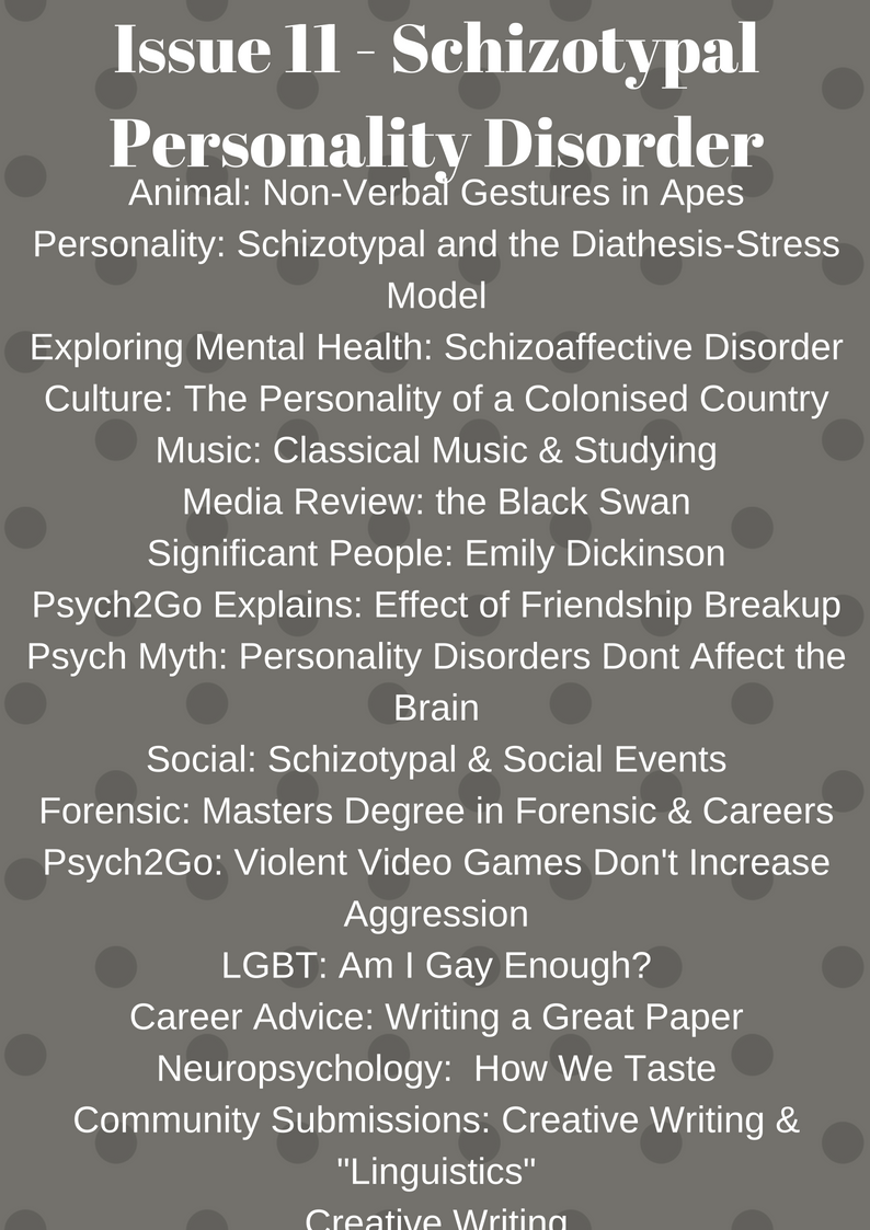 Psych2Go Magazine #11 - Schizotypal Personality disorder (Physical)