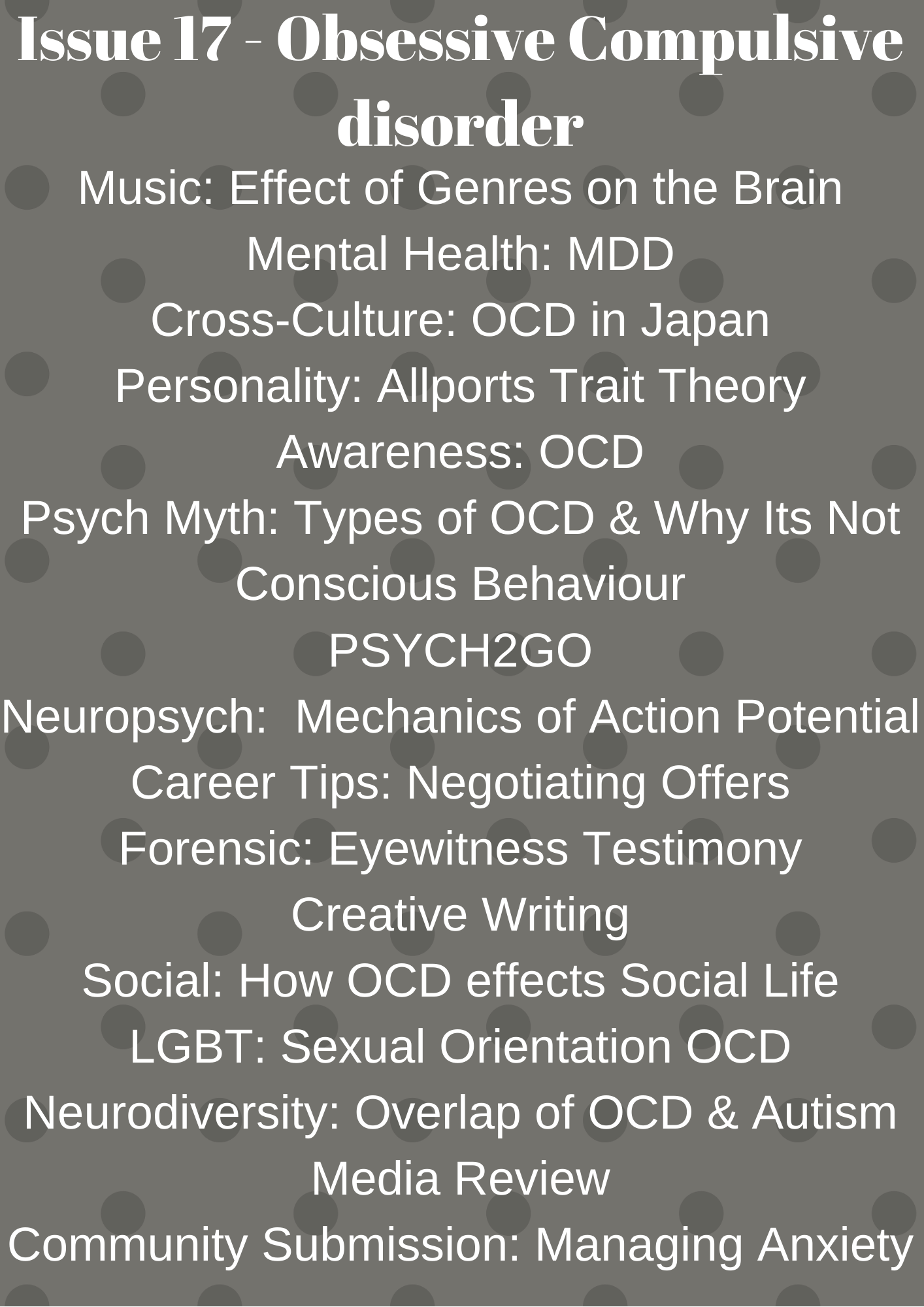Psych2Go Magazine #17 - Obsessive Compulsive disorder (Physical)